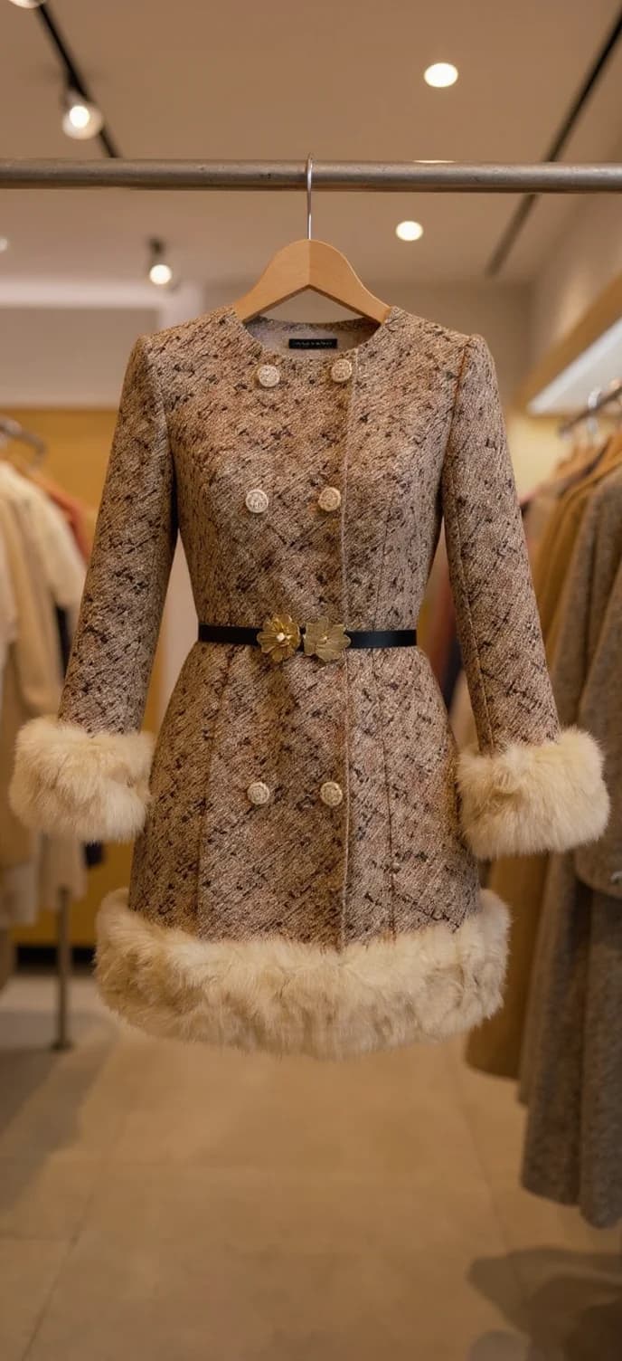 Product photo used for Model in Tweed Winter Coat at Big Ben London