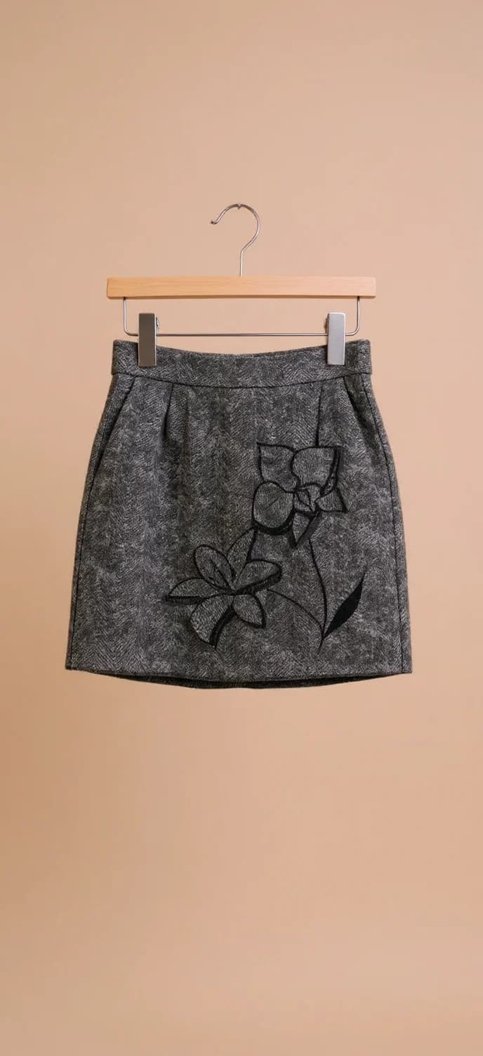 Product photo used for Street Style Fashion Model in NYC Wearing Embroidered Mini Skirt